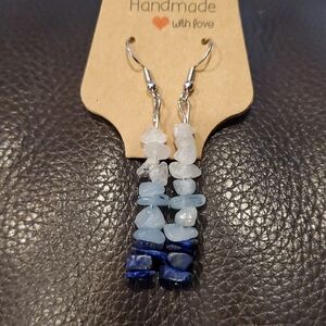 Handmade Blue and White Stone Earrings
